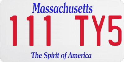 MA license plate 111TY5