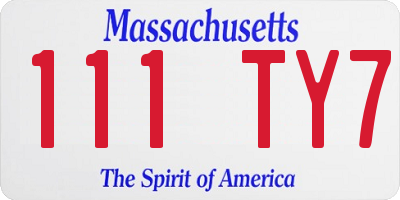 MA license plate 111TY7