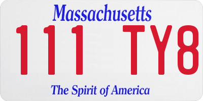 MA license plate 111TY8