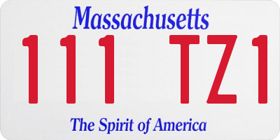 MA license plate 111TZ1