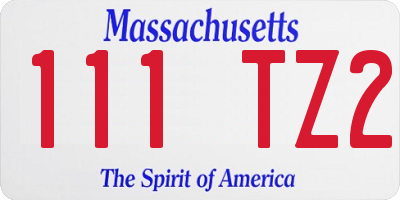 MA license plate 111TZ2