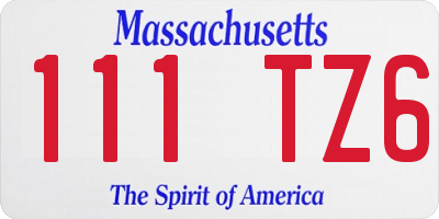 MA license plate 111TZ6