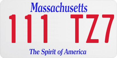 MA license plate 111TZ7