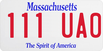 MA license plate 111UA0