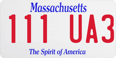 MA license plate 111UA3