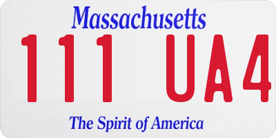 MA license plate 111UA4
