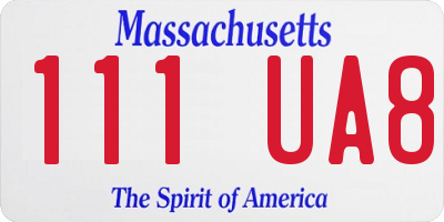 MA license plate 111UA8