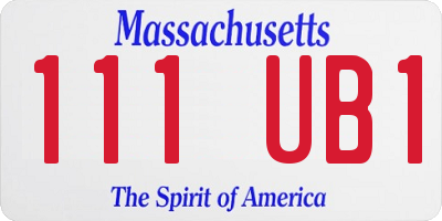 MA license plate 111UB1