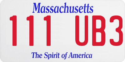 MA license plate 111UB3