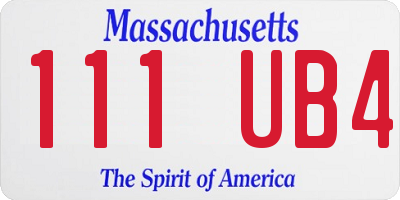 MA license plate 111UB4