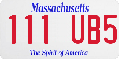 MA license plate 111UB5