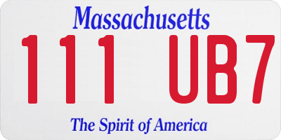 MA license plate 111UB7