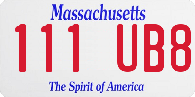 MA license plate 111UB8