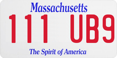 MA license plate 111UB9