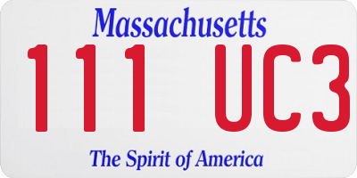 MA license plate 111UC3