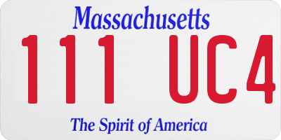 MA license plate 111UC4