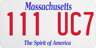 MA license plate 111UC7