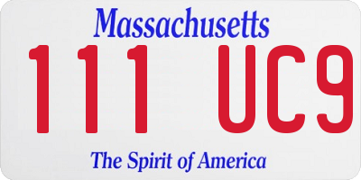 MA license plate 111UC9