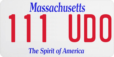 MA license plate 111UD0