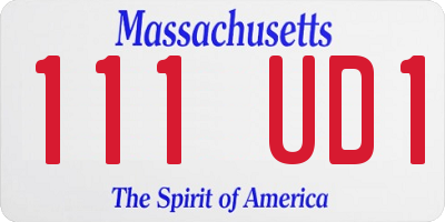 MA license plate 111UD1