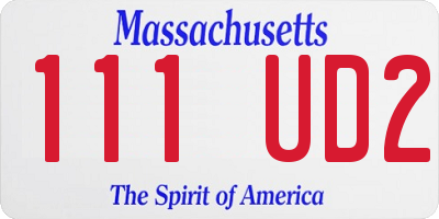 MA license plate 111UD2