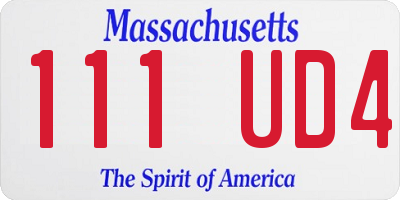 MA license plate 111UD4