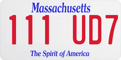 MA license plate 111UD7