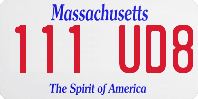 MA license plate 111UD8