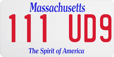 MA license plate 111UD9