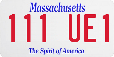 MA license plate 111UE1