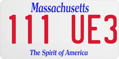 MA license plate 111UE3