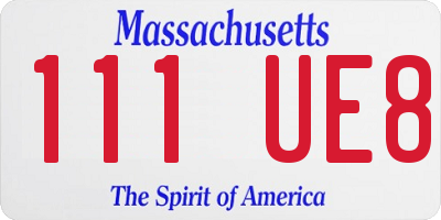 MA license plate 111UE8