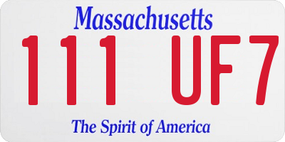MA license plate 111UF7