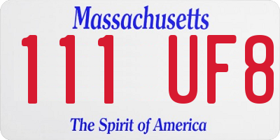 MA license plate 111UF8