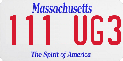 MA license plate 111UG3