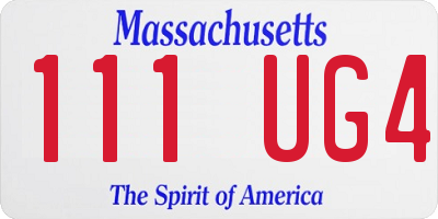 MA license plate 111UG4
