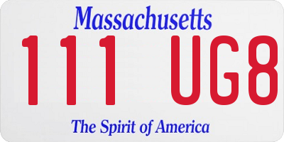 MA license plate 111UG8