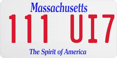 MA license plate 111UI7