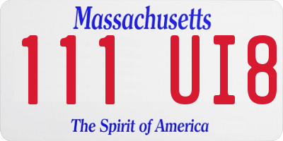 MA license plate 111UI8