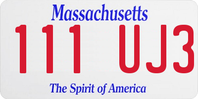 MA license plate 111UJ3