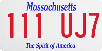 MA license plate 111UJ7