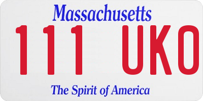 MA license plate 111UK0