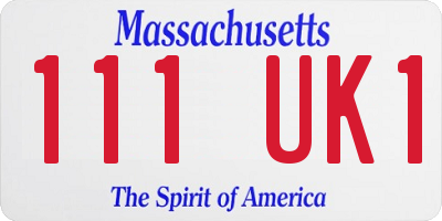 MA license plate 111UK1