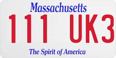 MA license plate 111UK3