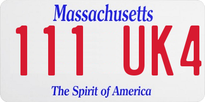 MA license plate 111UK4