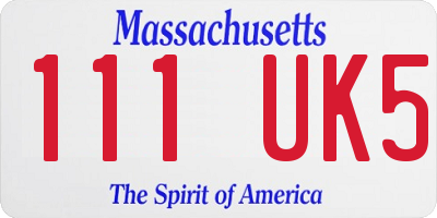 MA license plate 111UK5