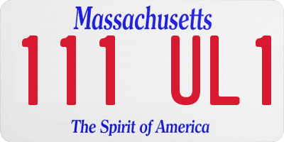 MA license plate 111UL1