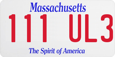 MA license plate 111UL3