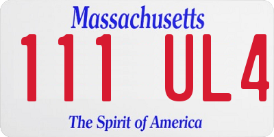 MA license plate 111UL4