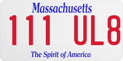 MA license plate 111UL8